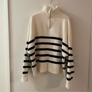 SOLD Mango - striped sweater with zipper